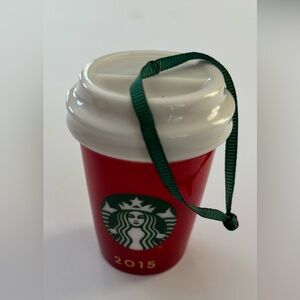Starbucks Holiday Ornament 2015 Ceramic To Go Mini Tumbler Cup 2.5" Christmas